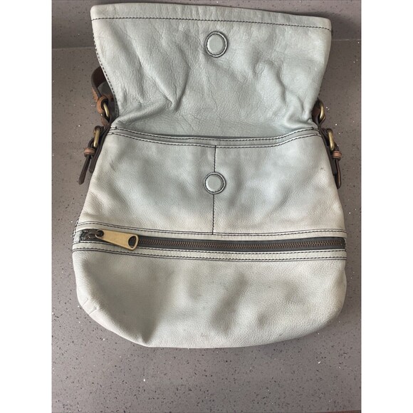FOSSIL Explorer Flap Foldover Hobo Light blue Leather Slouch Shoulder Bag - Picture 12 of 16